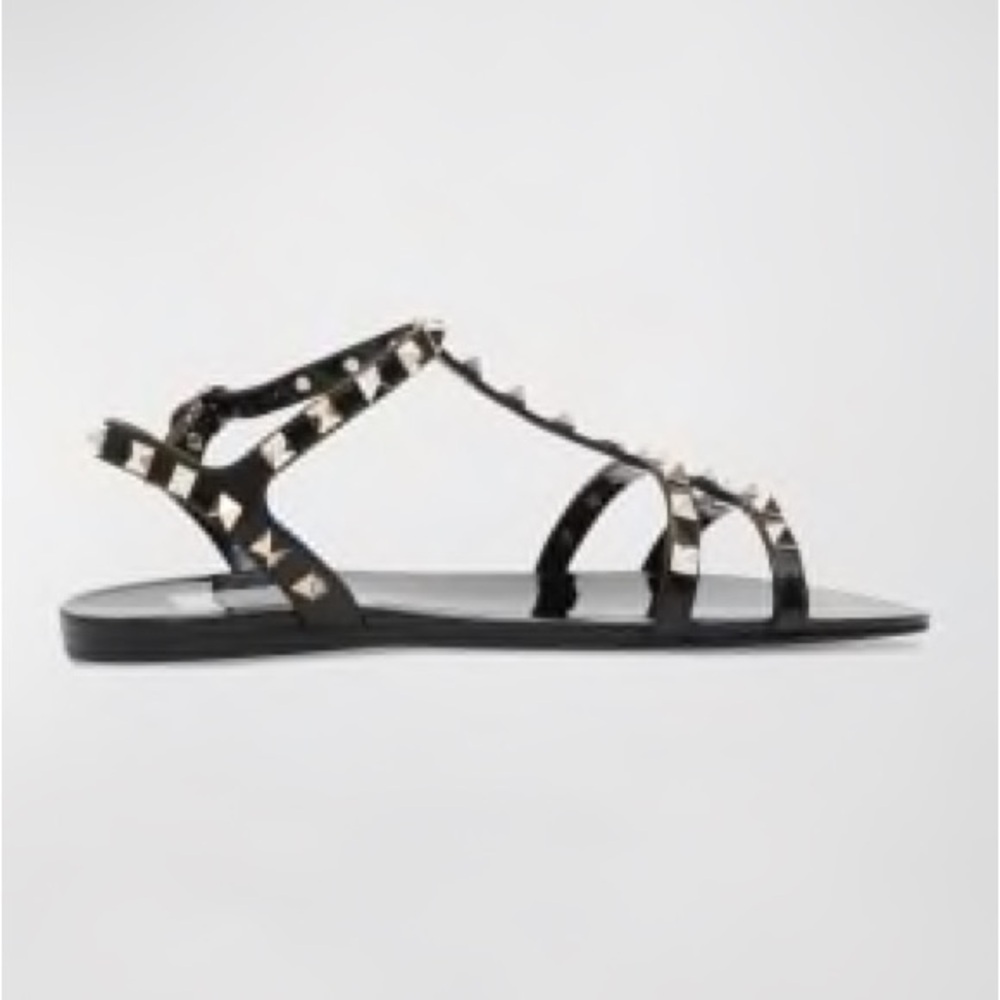 Valentino rockstud gladiator jelly sandals in black